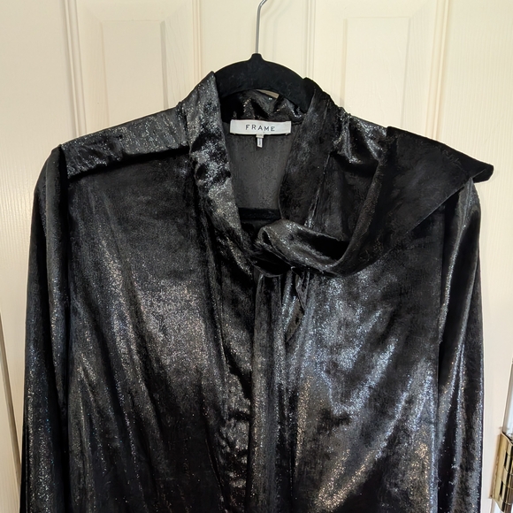 Frame Soft Touch Black Metallic Blouse, Size Large - Picture 3 of 14